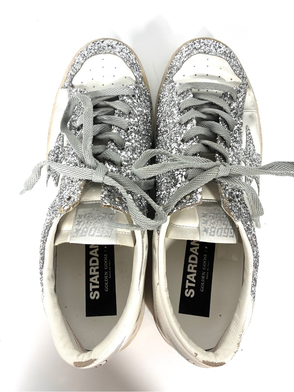 Golden Goose May Glitter Sneakers White Silver Star Women's Size 41 / US 11 - Picture 9 of 11